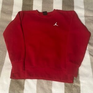 Jordan Boy’s Crimson Crewneck with White Logo, red, very good condition, size M